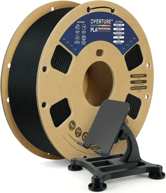Bobina OVERTURE PLA Professional negra de 1 kg